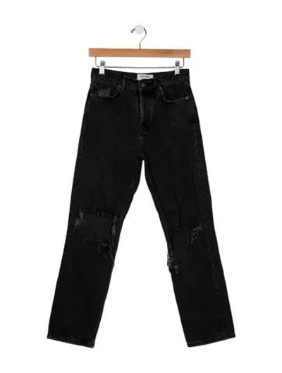 Pre-owned Reformation High-rise Straight Leg Jeans In Black