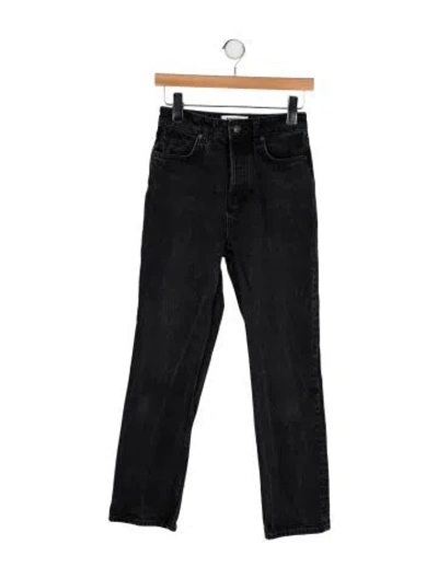 Pre-owned Reformation High-rise Straight Leg Jeans In Black