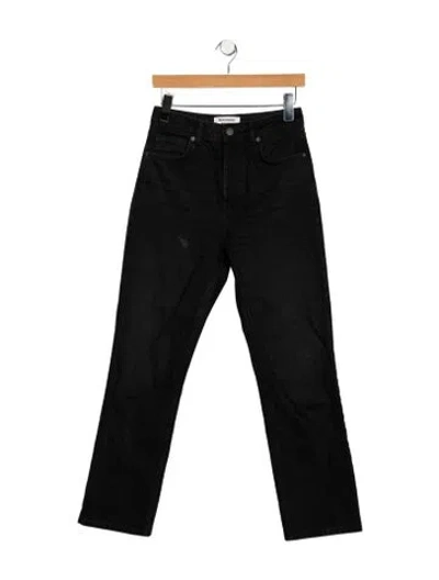 Pre-owned Reformation High-rise Straight Leg Jeans In Black