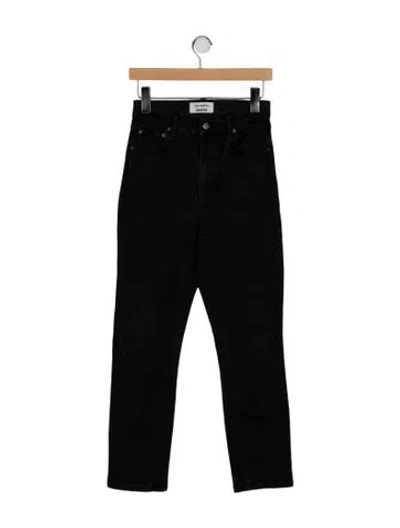 Pre-owned Reformation High-rise Straight Leg Jeans In Black