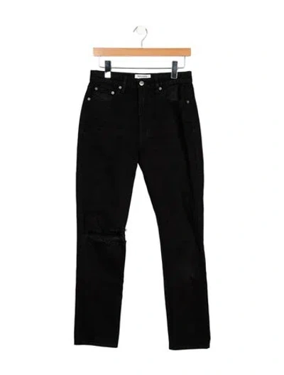 Pre-owned Reformation High-rise Straight Leg Jeans In Black