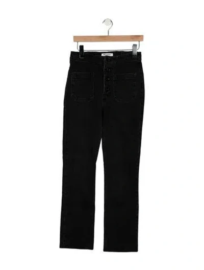 Pre-owned Reformation High-rise Straight Leg Jeans In Black