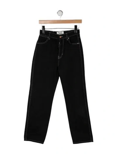 Pre-owned Reformation High-rise Straight Leg Jeans In Black