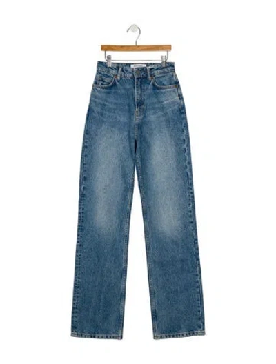 Pre-owned Reformation High-rise Straight Leg Jeans In Blue