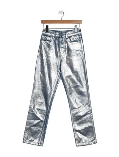 Pre-owned Reformation High-rise Straight Leg Jeans In Blue