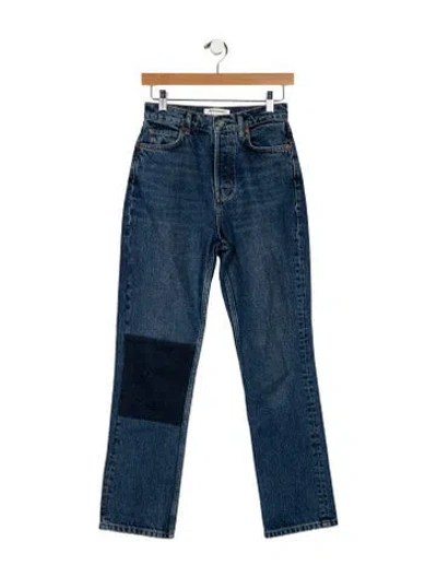 Pre-owned Reformation High-rise Straight Leg Jeans In Blue
