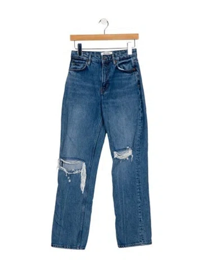 Pre-owned Reformation High-rise Straight Leg Jeans In Blue
