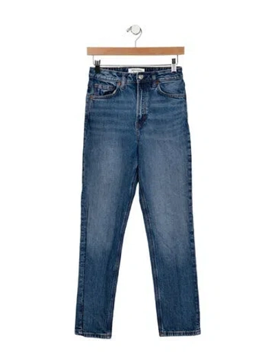 Pre-owned Reformation High-rise Straight Leg Jeans In Blue