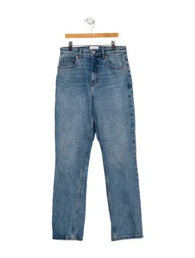 Pre-owned Reformation High-rise Straight Leg Jeans In Blue