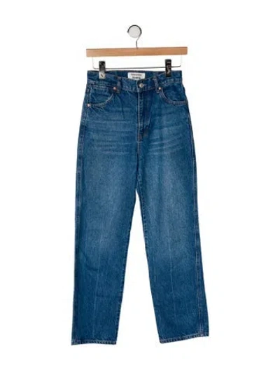 Pre-owned Reformation High-rise Straight Leg Jeans In Blue