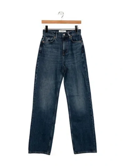 Pre-owned Reformation High-rise Straight Leg Jeans In Blue