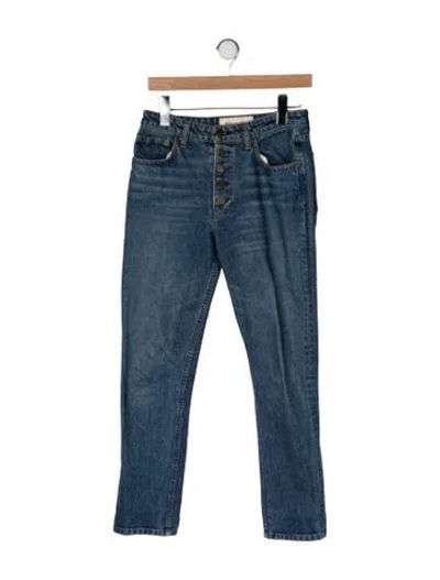 Pre-owned Reformation High-rise Straight Leg Jeans In Blue
