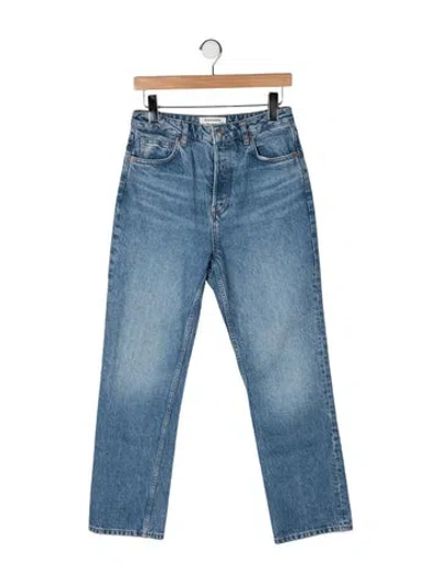 Pre-owned Reformation High-rise Straight Leg Jeans In Blue