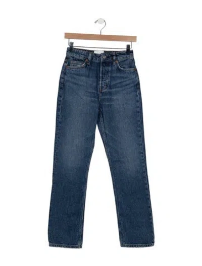 Pre-owned Reformation High-rise Straight Leg Jeans In Blue