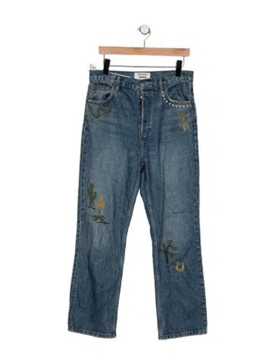 Pre-owned Reformation High-rise Straight Leg Jeans In Blue