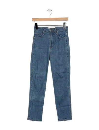 Pre-owned Reformation High-rise Straight Leg Jeans In Blue