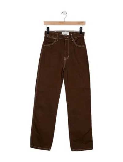 Pre-owned Reformation High-rise Straight Leg Jeans In Brown