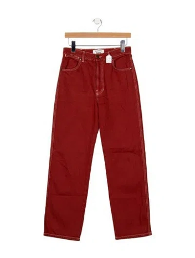 Pre-owned Reformation High-rise Straight Leg Jeans In Burgundy