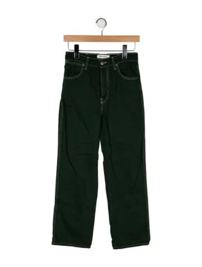 Pre-owned Reformation High-rise Straight Leg Jeans In Green