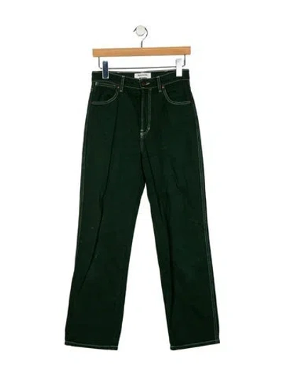 Pre-owned Reformation High-rise Straight Leg Jeans In Green