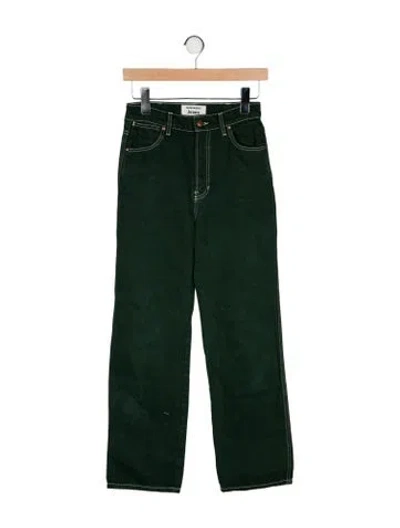 Pre-owned Reformation High-rise Straight Leg Jeans In Green
