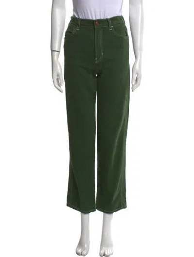Pre-owned Reformation High-rise Straight Leg Jeans In Green
