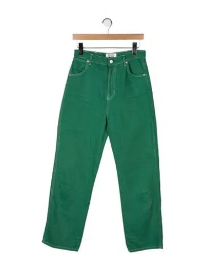Pre-owned Reformation High-rise Straight Leg Jeans In Green