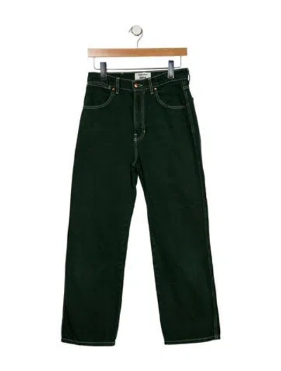 Pre-owned Reformation High-rise Straight Leg Jeans In Green