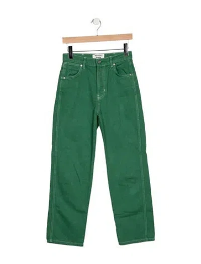 Pre-owned Reformation High-rise Straight Leg Jeans In Green