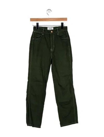Pre-owned Reformation High-rise Straight Leg Jeans In Green