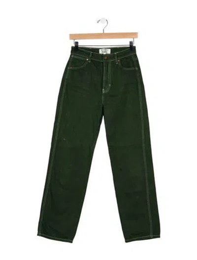 Pre-owned Reformation High-rise Straight Leg Jeans In Green