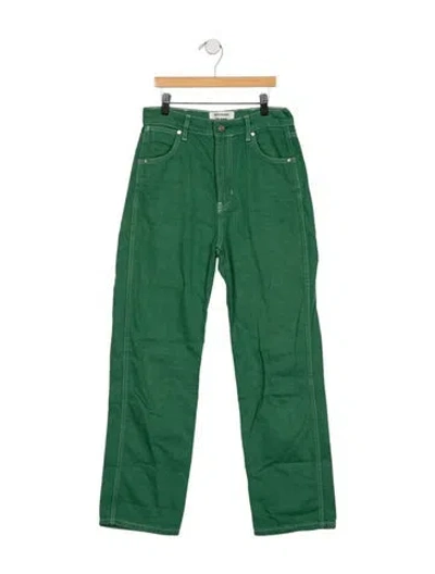 Pre-owned Reformation High-rise Straight Leg Jeans In Green