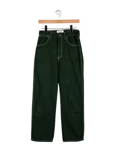 Pre-owned Reformation High-rise Straight Leg Jeans In Green