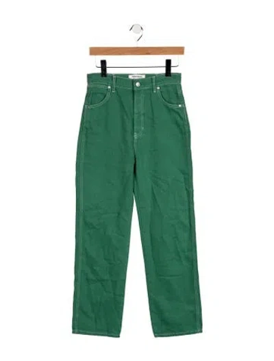 Pre-owned Reformation High-rise Straight Leg Jeans In Green