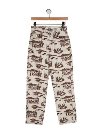 Pre-owned Reformation High-rise Straight Leg Jeans In Neutral