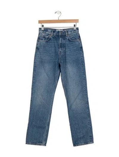 Pre-owned Reformation High-rise Straight Leg Jeans W/ Tags In Blue/brown