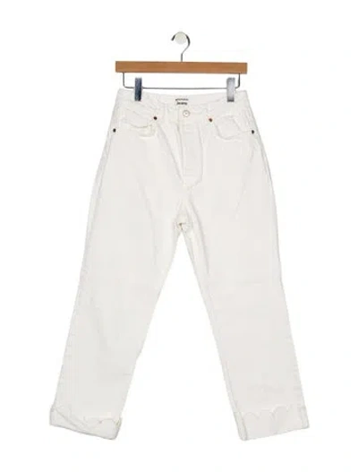 Pre-owned Reformation High-rise Straight Leg Jeans In White