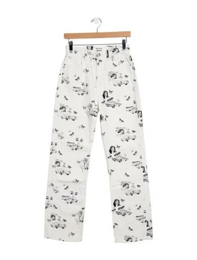 Pre-owned Reformation High-rise Straight Leg Jeans In White