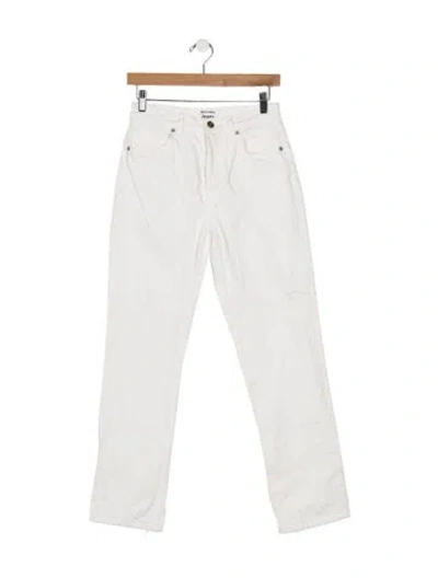 Pre-owned Reformation High-rise Straight Leg Jeans In White