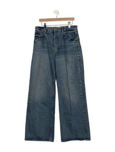 Pre-owned Reformation High-rise Wide Leg Jeans In Blue