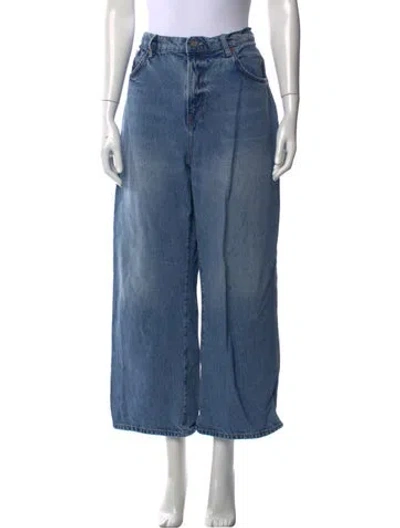 Pre-owned Reformation High-rise Wide Leg Jeans In Blue