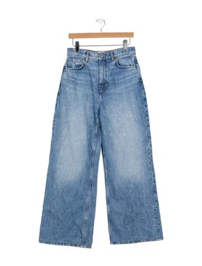 Pre-owned Reformation High-rise Wide Leg Jeans In Blue