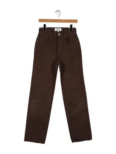 Pre-owned Reformation High-rise Wide Leg Jeans In Brown