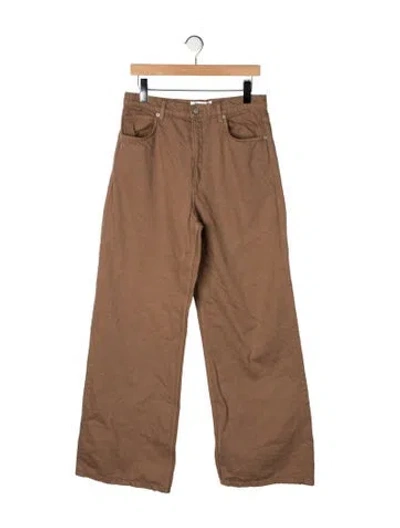 Pre-owned Reformation High-rise Wide Leg Jeans In Brown