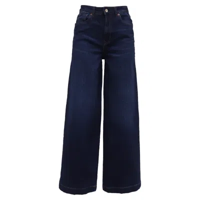 Pre-owned Reformation High-rise Wide-leg Jeans In Navy Blue Cotton