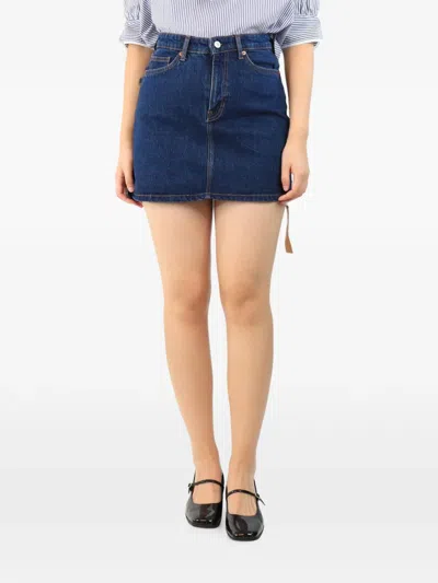 Pre-owned Reformation High-waisted Mini Skirt In Blue