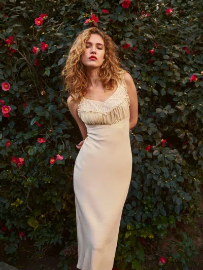 Reformation Hildie Silk Dress In Sugar