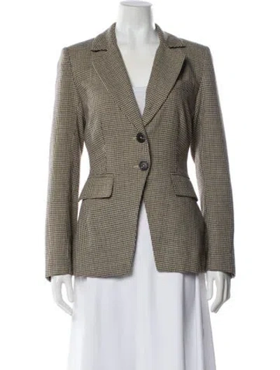 Pre-owned Reformation Houndstooth Print Blazer In Black