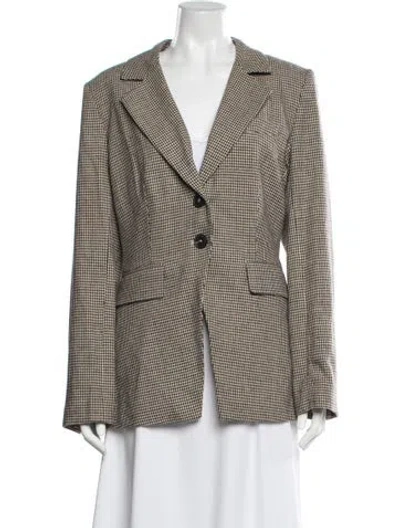 Pre-owned Reformation Houndstooth Print Blazer In Black