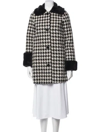 Pre-owned Reformation Houndstooth Print Coat In Black